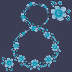 happy March 8, International Women Day. Design element of books, notebooks, postcards, interior items. Congratulation