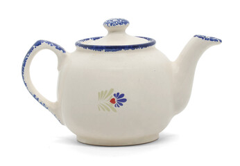 white ceramic teapot for making tea isolated on white background