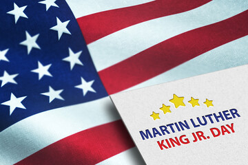 Martin Luther King Day Anniversary concept with American flag abstract background