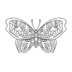 Coloring pages Butterfly. Ornate Monochrome Vector Illustration of Insect