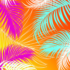 Banner with color tropical leaves.