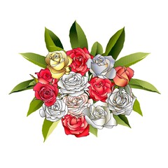 Bouquet of roses vector illustration