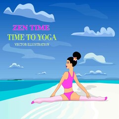 Beautiful young woman doing yoga. vector illustration