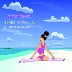 Beautiful young woman doing yoga. vector illustration