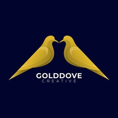 Gold dove bird gradient gold modern logo template