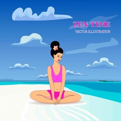  women is resting on a sunny beach