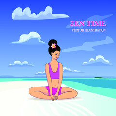  women is resting on a sunny beach