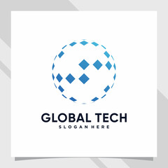 Creative global logo design technology for business company or personal with unique concept