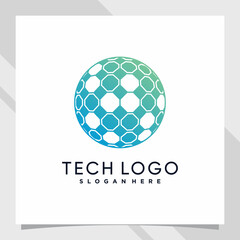 Obraz premium Creative global logo design technology for business company or personal with unique concept