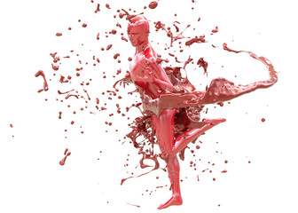 3D Red paint splash human