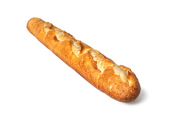 Long French baguette isolated on a white background