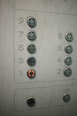 Elevator buttons in a multi-storey building