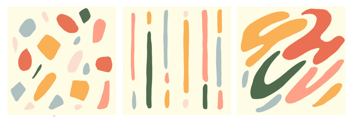 Seamless pattern hand drawn various shape doodle abstract modern contemporary