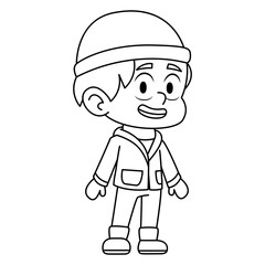 Isolated draw boy winter clothes kid illustration vector