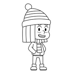 Isolated draw girl winter clothes kid illustration vector