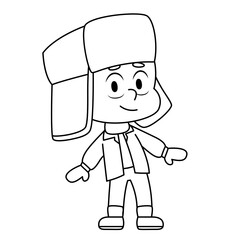 Isolated draw boy winter clothes kid illustration vector