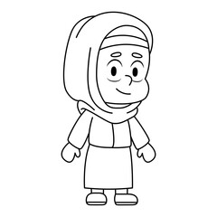 Isolated draw girl winter clothes kid illustration vector