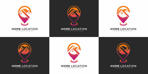 Set of home location logo design template with modern gradients colour concept Premium Vektor