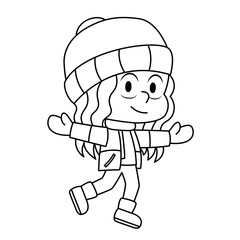 Obraz premium Isolated draw girl winter clothes kid illustration vector