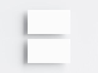 business card mockup, white cards on white background, 3d render
