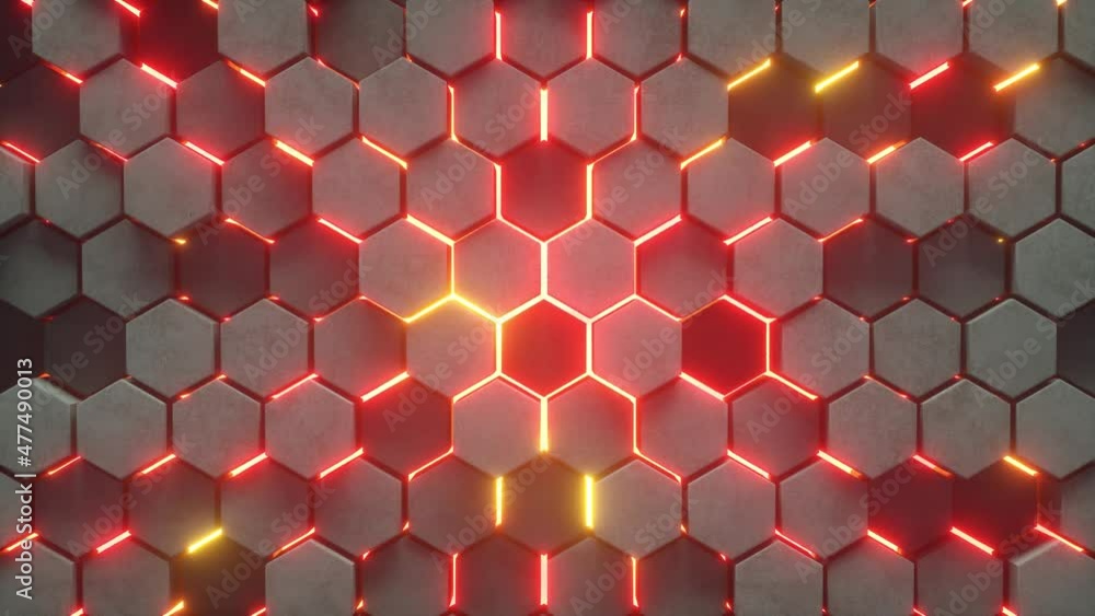 Poster geometric hexagonal abstract background. futuristic and technology concept. 3d render infinite loop