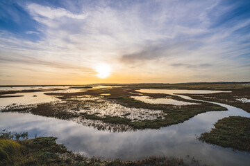 Sunset at Rye Harbour Nature Reserve, Pebble Beach, Sea