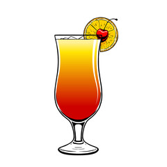 Isolated red cocktail drink bar illustration vector