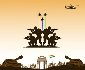 Indian Army Day. January 15th. Indian defense day Celebration concept. Template for background, banner, card, poster. vector illustration.