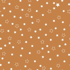 Beautiful abstract pattern. small white stars. terracotta. An elegant template for fashionable prints.