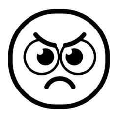 Isolated angry monochrome emoji icon Vector illustration