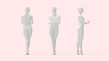 3D rendering of a woman female ballet dancer isolated in empty space background.