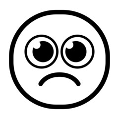 Isolated sad monochrome emoji icon Vector illustration