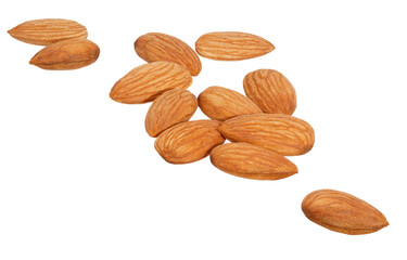 a large pile of almonds isolated on a white background