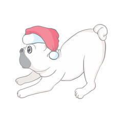 Christmas card. Image Portrait of French bulldog in Santa hats.
