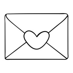 valentine day 14 february card envelope with heart line icon