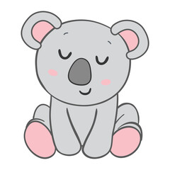 Head of a cute girl koala with a crown, isolated vector. For printing on children's clothing, postcards, textiles, bags. Sticker and avatar of koala bear. Decorations for the kids room, poster.