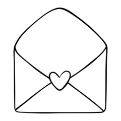 valentine day 14 february card envelope with heart line icon