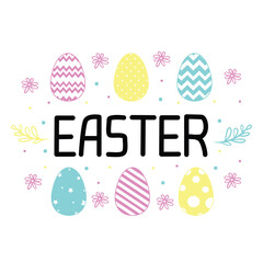 Hand sketched Happy Easter text. Drawn Resurrection Sunday postcard, card, invitation, poster, banner template lettering typography.