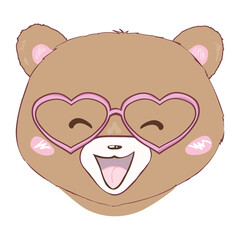 Little teddy bear character isolated on white background