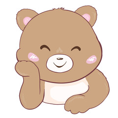 Little teddy bear character isolated on white background