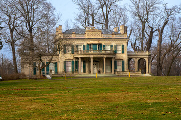 Annandale-on-Hudson, NY - USA - Dec. 28, 2021: a horitzontal view of a Federal-style Montgomery...