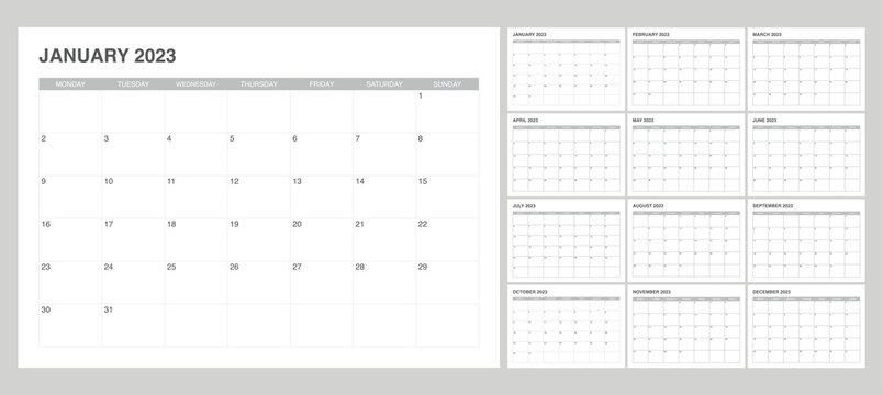 set calendar 2023 with simple and modern design