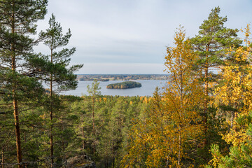 Fototapeta na wymiar Autumn view from The Devil's Mountain, Sastamala, Finland