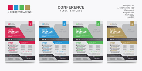 Naklejka premium Corporate Business flyer template, 2022 business conference flyer design,