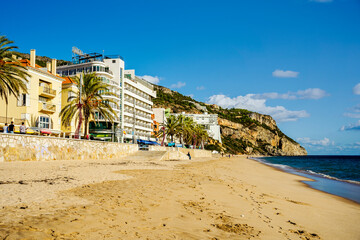 Sandy beaches and cliffs of Sesimbra, Portugal