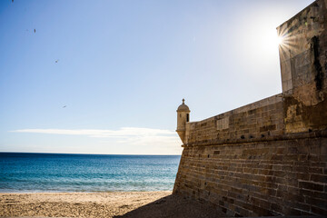 Saint James Fortress on the beach of Sesimbra, Portugal