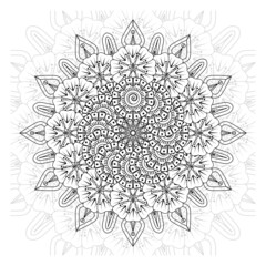 Mehndi flower for henna, mehndi, tattoo, decoration. Decorative ornament in ethnic oriental style, doodle ornament, outline hand draw. Coloring book page.