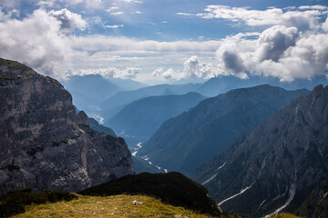 Mountain trail Tre Cime di Lavaredo in Dolomites in Italy