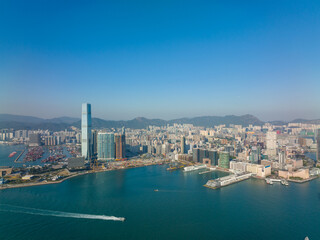Fototapeta premium Top view of Hong Kong city