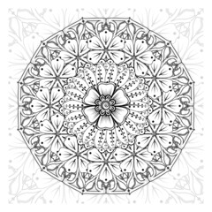 Mehndi flower for henna, mehndi, tattoo, decoration. Decorative ornament in ethnic oriental style, doodle ornament, outline hand draw. Coloring book page.